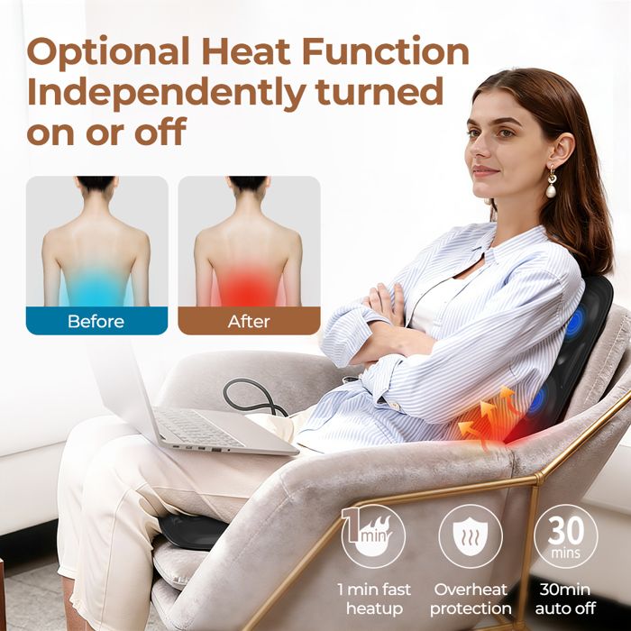 Tapis De Massage Électrique - Himouta Matelas Massant - Fonction De Chauffage - Rempli De Mousse À Mémoire - Pu - Pliable
