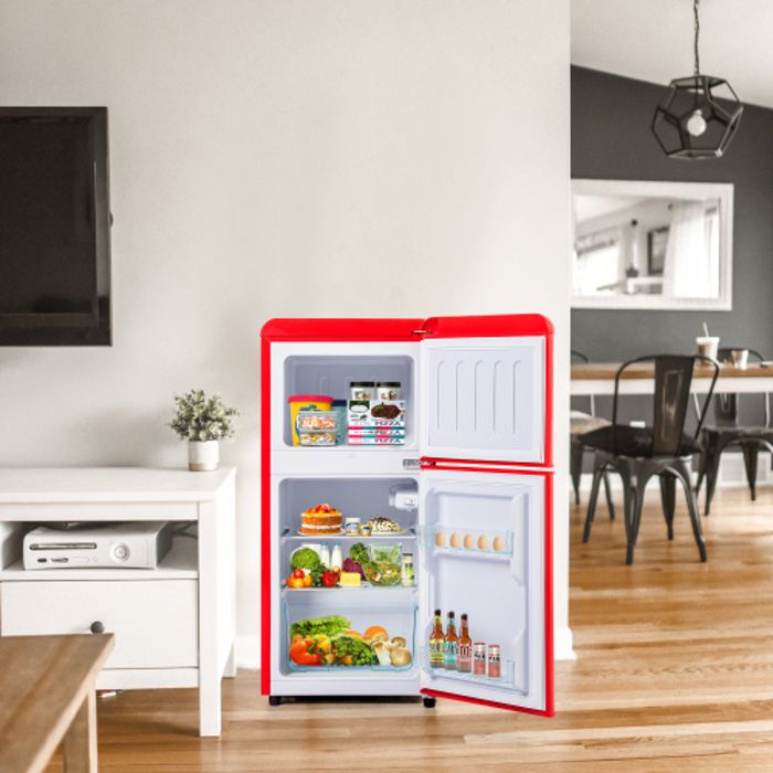 Réfrigérateur rétro - LANGTU - Retro 60L - 2 portes - Congélateur 22 L - 46 dB