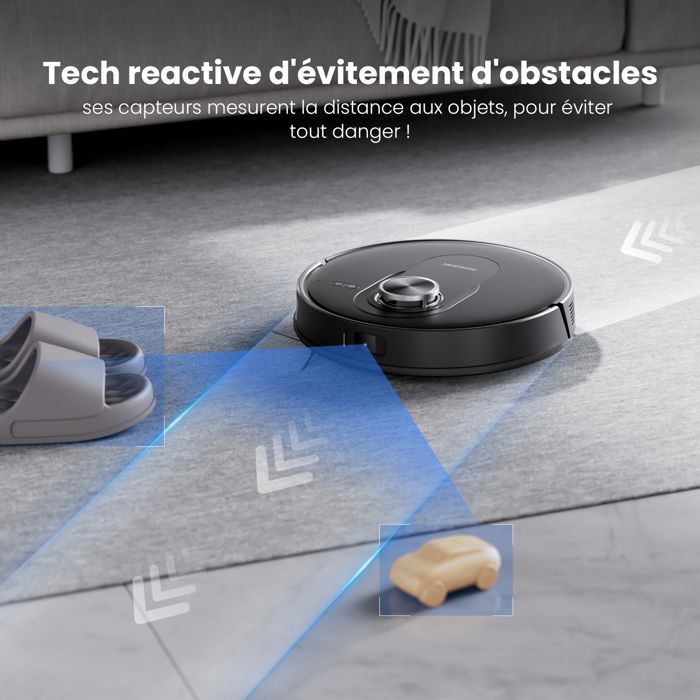 Proscenic Q10 Aspirateur Robot Laveur 2 en 1 - 12000 Pa - Autonomie 200 min - Navigation LiDAR-Corps compact
