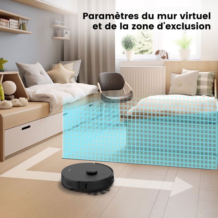 AIRROBO L50+ Aspirateur Robot Laveur avec Station 10000 Pa Ultra-Puissant, Station Auto-Vidage 4L, 240 Min Autonomie, Navigation LDS