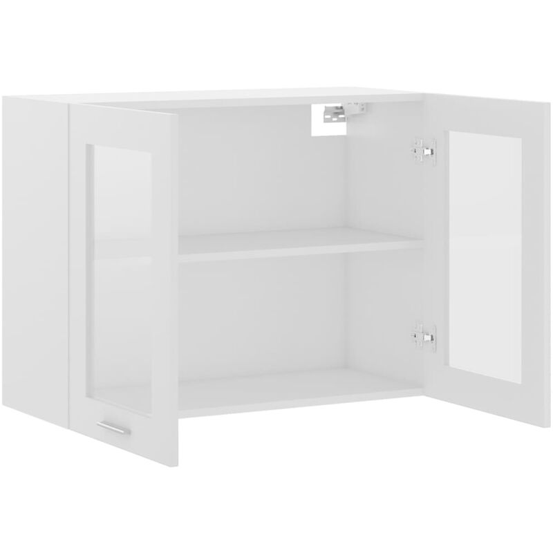 Armoire en verre suspendue, Meuble haut cuisine, Armoire de rangement Blanc 80x31x60 cm Aggloméré PEWV14343 DESIGN IN
