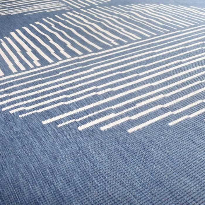 Tapis extérieur, kilim reversible 160x230 LYN2 BL REVERSIBLE bleu et crème