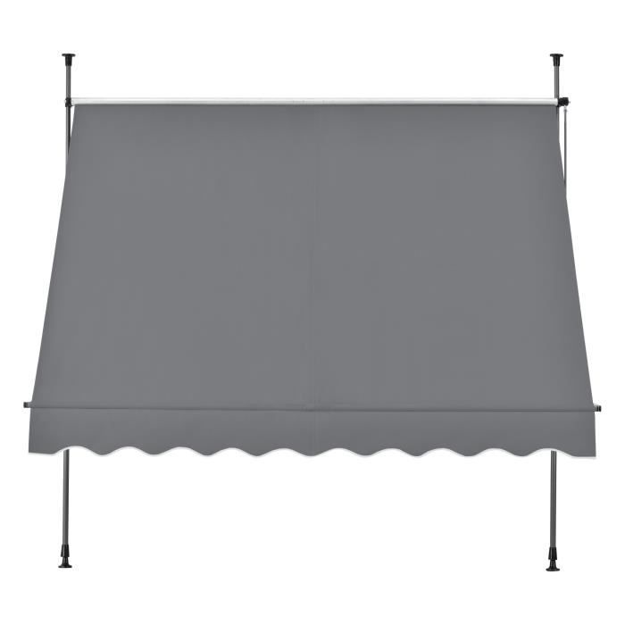 Store Banne Téléscopique Acier Polyester 200 x 120 x 220-309 cm Gris Ardoise