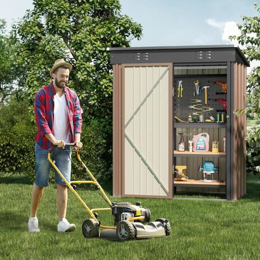 Abri de jardin - BEALIFE - Métal - Acier galvanisé - 162x94x182 cm - Porte battante
