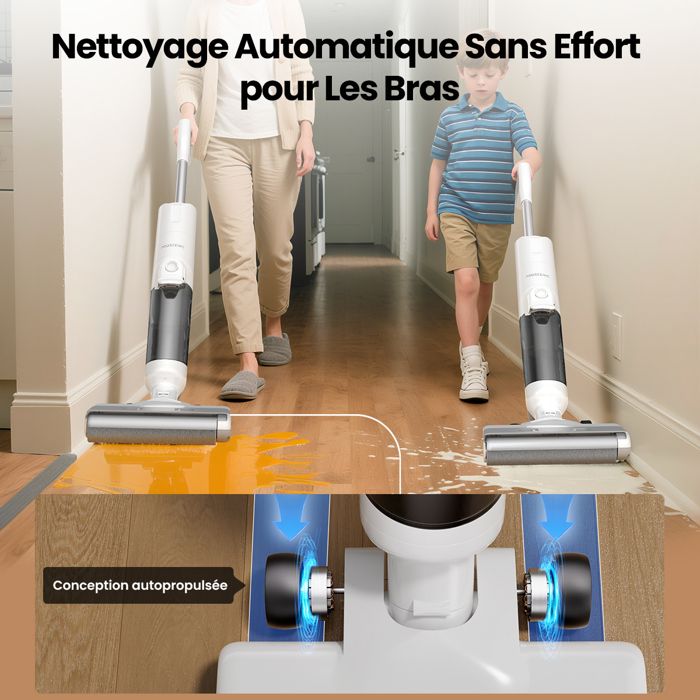 PROSCENIC F10 Ultra Aspirateur laveur sans fil -Sec/humide -Brosse à bord 0.7mm - Réservoir 1.3L -Ecran LED - Auto-nettoyage-60min