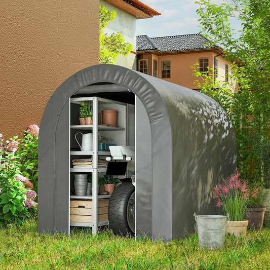 Abri de jardin - Outsunny - tente rangement extérieur vélo garage bâche PE métal galvanisé - PE - 2,4x1,6x1,9m - gris