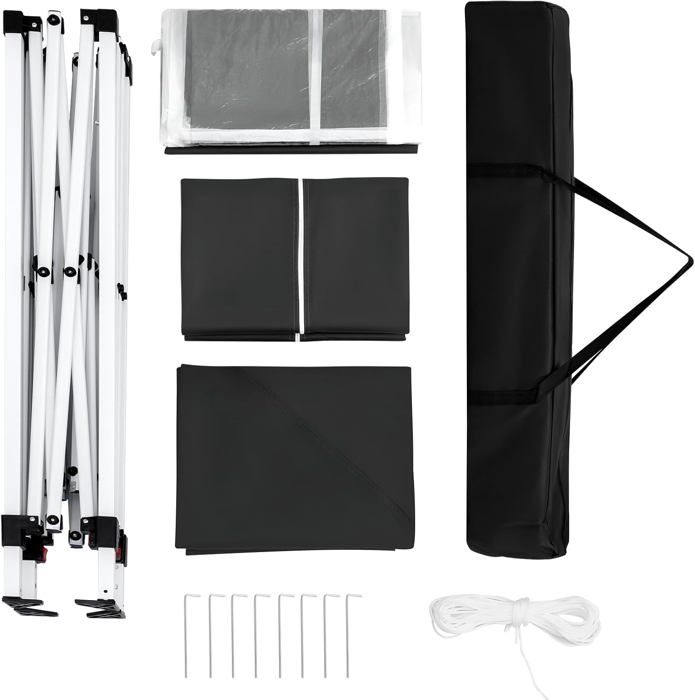 WOLTU Tonnelle 2x2m, Pergola Pliante, Barnum avec 4 Parois Latérales, Hauteur Réglable, Gazebo Imperméable, Anti-UV, Anthracite