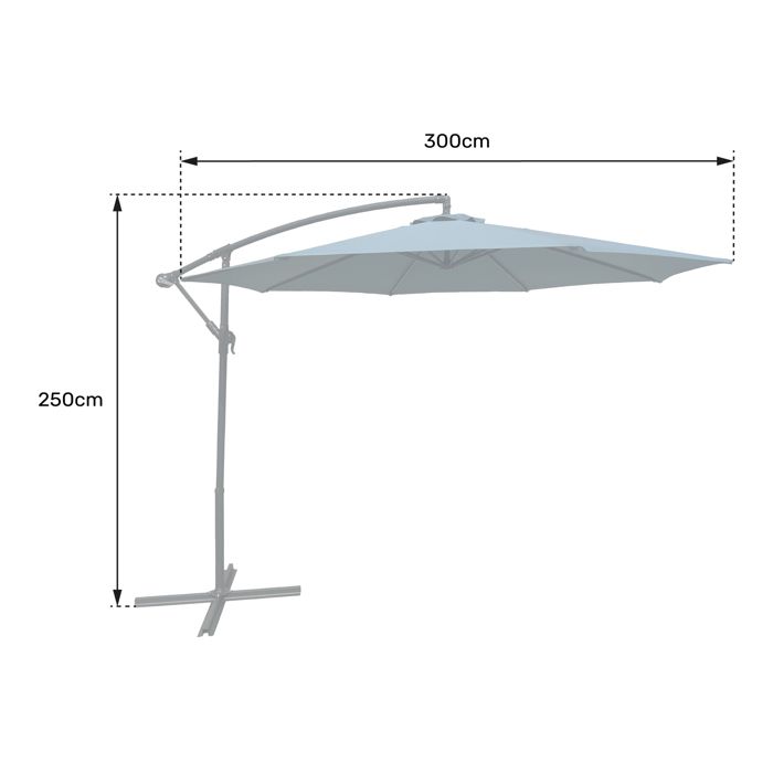 Parasol déporté OAHU rond 3m de diamètre gris