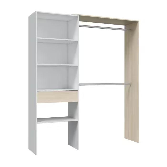 Armoire dressing CAMILA imitation Chêne et blanc Kit dressing