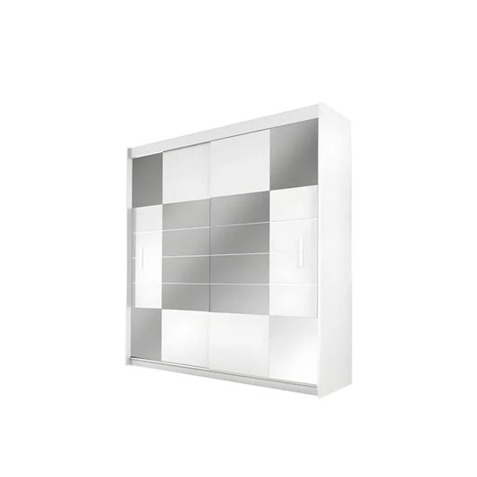Armoire 2 portes coulissantes - Avec miroir - L203 cm - Blanc - ROVINJA