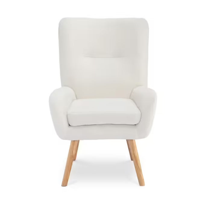 Fauteuil Scandinave Moderne Gaïa Tissu Bouclette Blanc Fauteuil