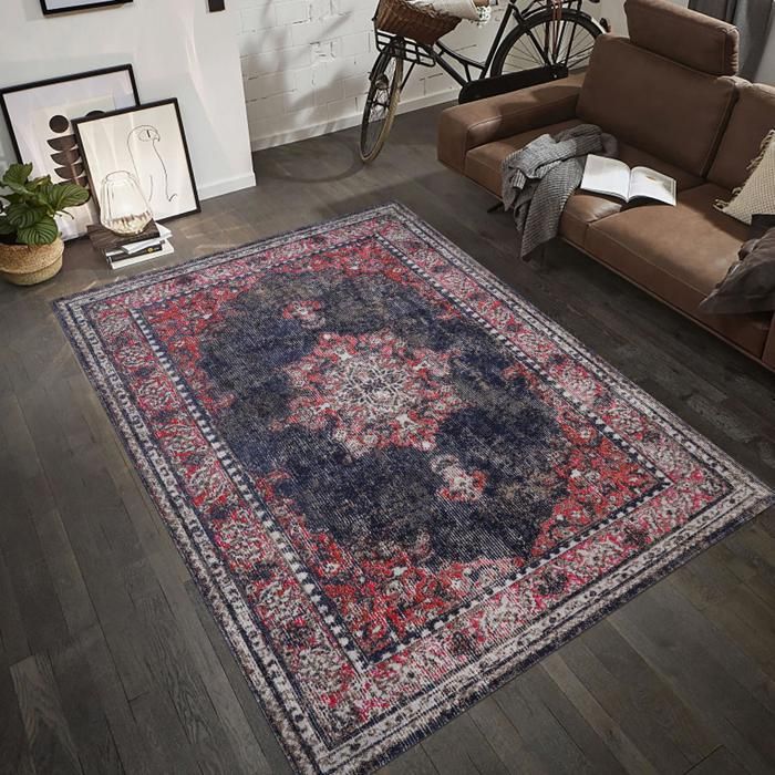 Tapis extérieur 200x280 tissé kilim rouge et brun OZLEM