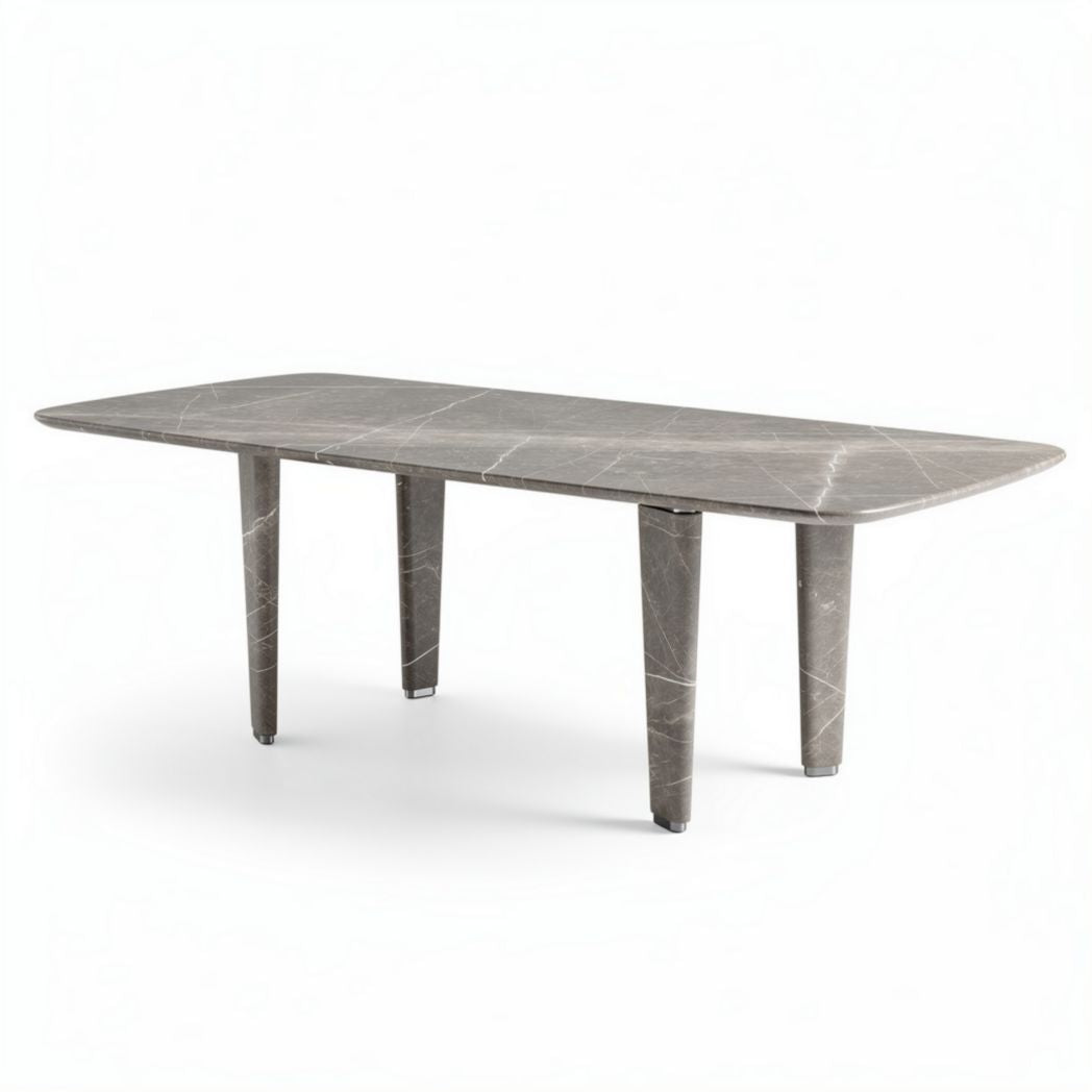 Table ovale en marbre beige de dimensions 200 x 100 x 75cm pour salle à manger