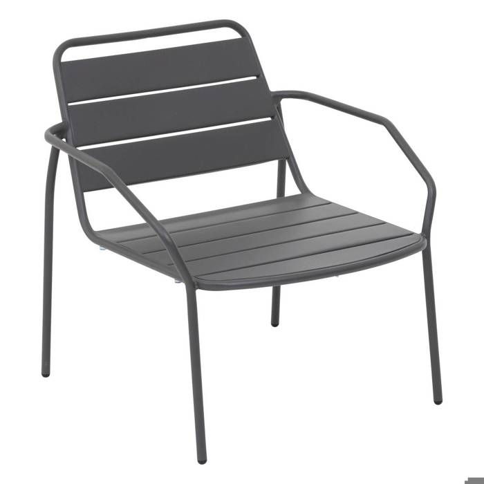 Fauteuil de salon de jardin "Phuket" vert olive traité en acier traité en epoxy - Hespéride