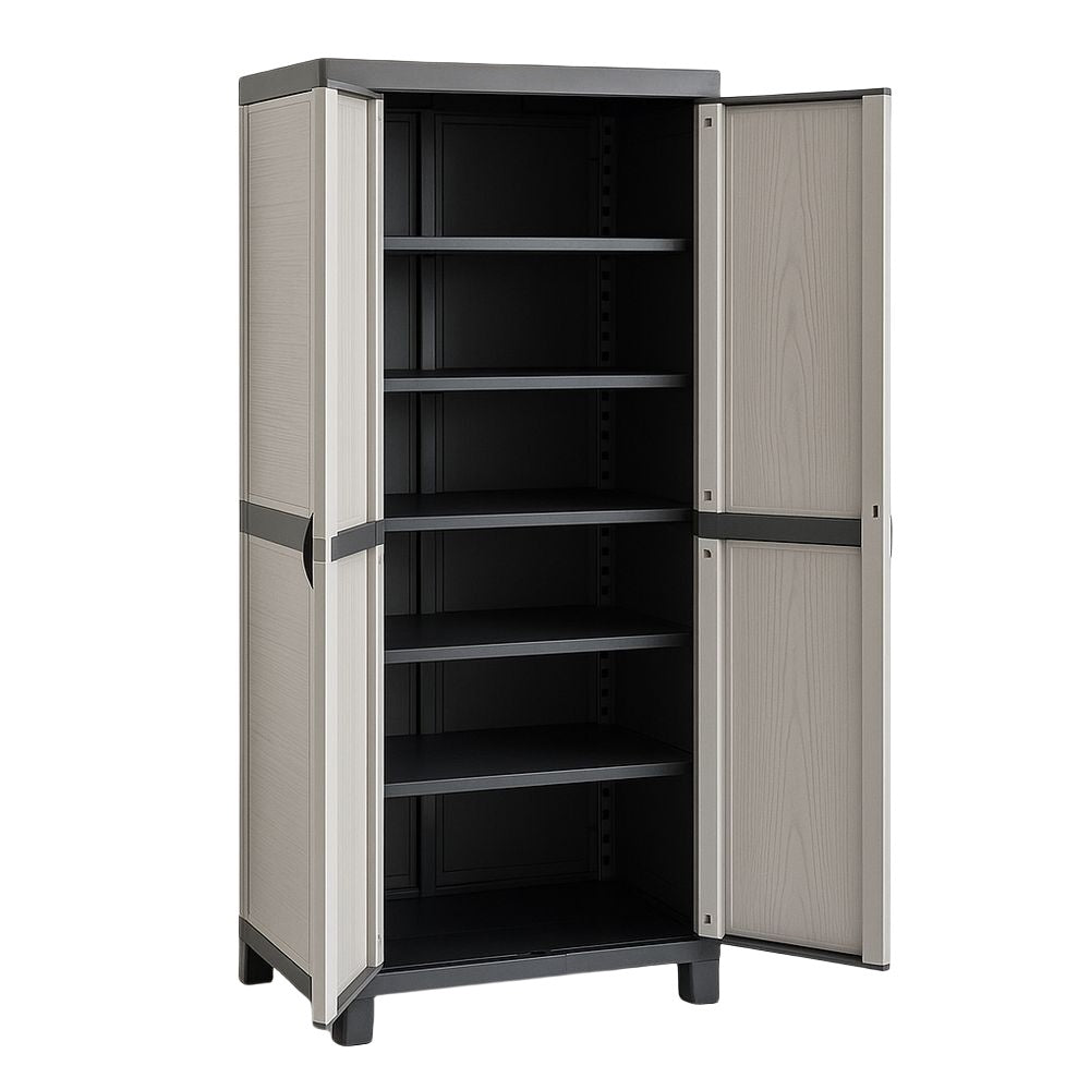 Armoire de rangement haute 5 étagères 65x45x180 cm Polypropylène Gris/Noir