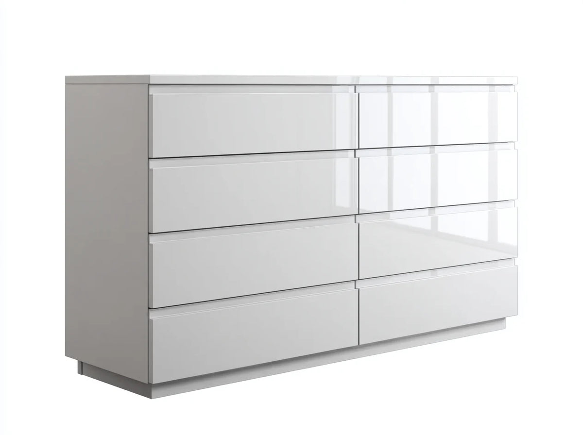 Commode 8 tiroirs 160x45x80 cm - Blanc - design moderne