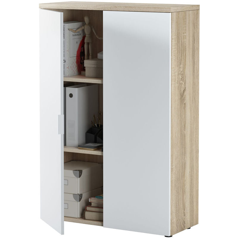 Armoire de rangement bureau avec 2 portes - Dim : 119 x 80 x 33 cm -PEGANE