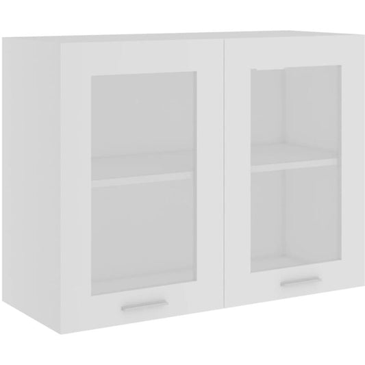 Armoire en verre suspendue, Meuble haut cuisine, Armoire de rangement Blanc 80x31x60 cm Aggloméré PEWV14343 DESIGN IN