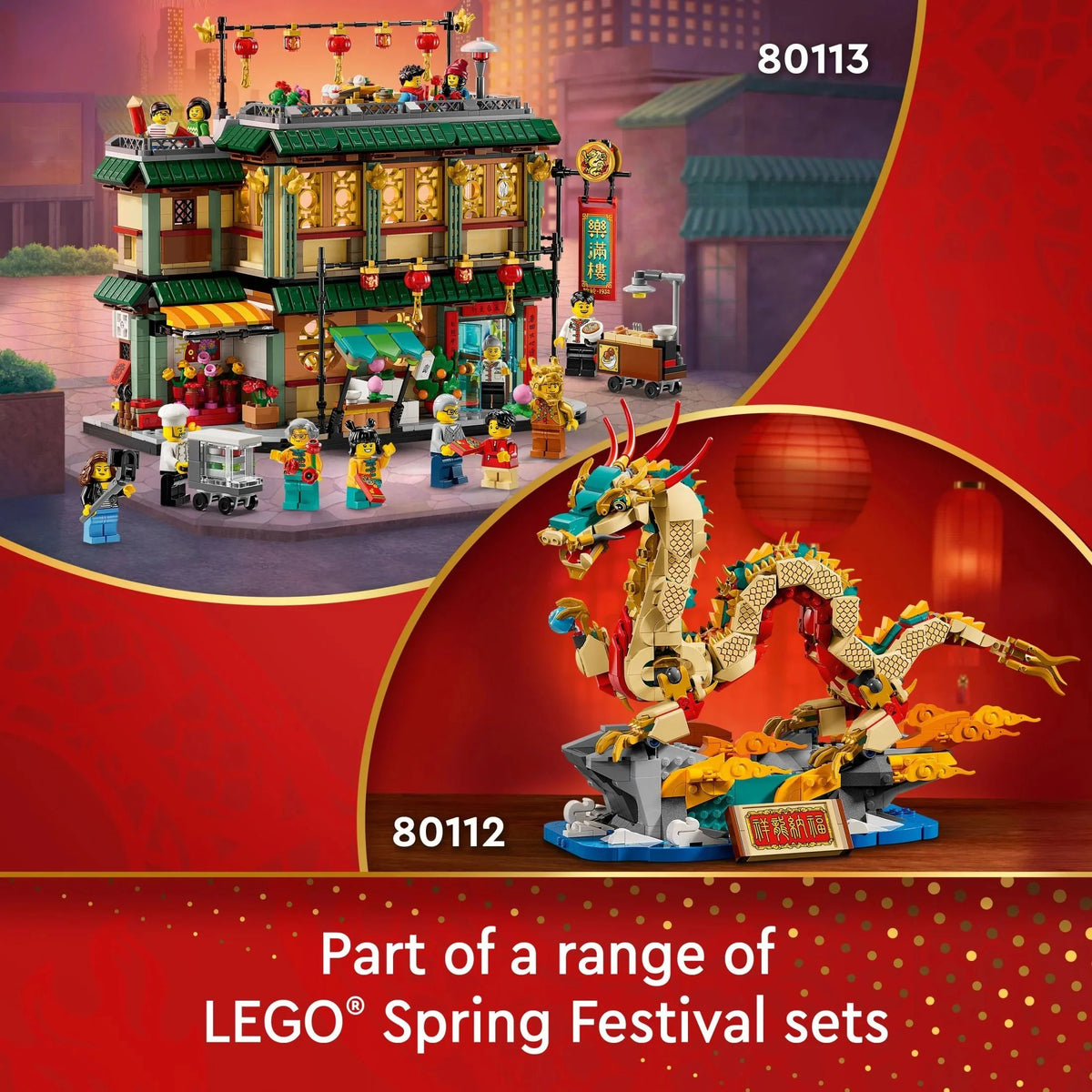 LEGO Festival de Primavera Dragón Auspicioso Figura Construible, Juguete Educativo para Niños, Set de Construcción de Dragón, Gran Decoración para el Festival de Primavera o Regalo Único para Niños y Niñas de 10 Años en Adelante, 80112