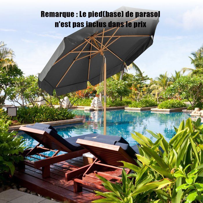 COSTWAY Parasol pour Terrasse Inclinable Dia.3M avec Manivelle Anti-UV,Protection Solaire Toile Polyester Imperméable Gris