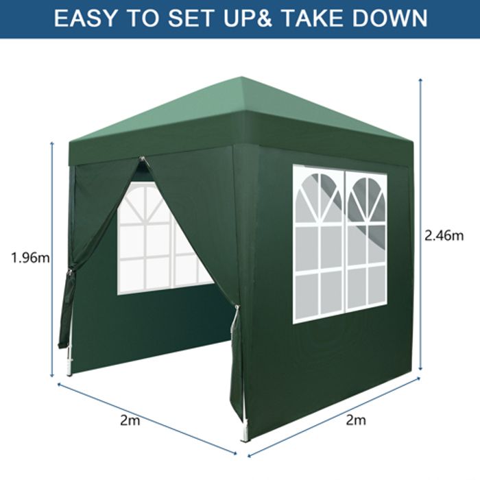 2*2M tonnelle pliant , 2 portes + 2 fenêtres, imperméable, vert, tente de camping