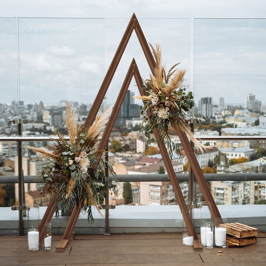 2 PCS Grande Arche Mariage Bois Triangle Arche en Bois pour Décoration de Mariage Ceremonie Laique 210x300 / 170x255cm
