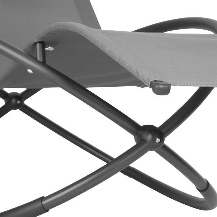 WOLTU Chaise longue de jardin en tissu, Bain de soleil pour jardin, Fauteuil à bascule, 175x53 cm, Noir