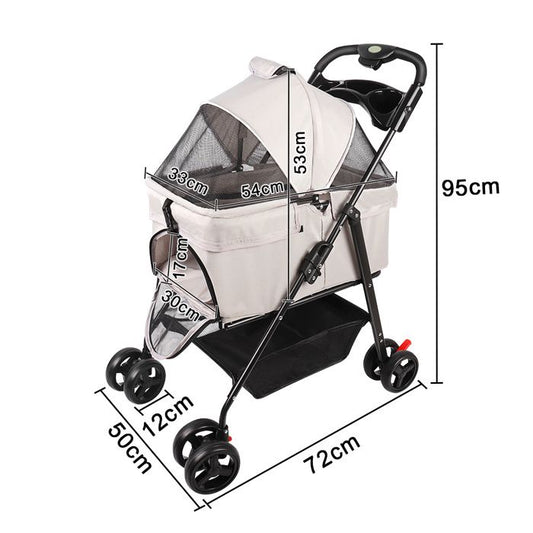 Amiremplie POUSSETTE POUR ANIMAUX 50*65*99cm Poussette pour animaux de compagnie (détachable) Gris