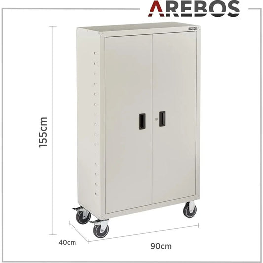 AREBOS Armoire à dossiers Armoire de bureau Armoire de stockage acier Gris