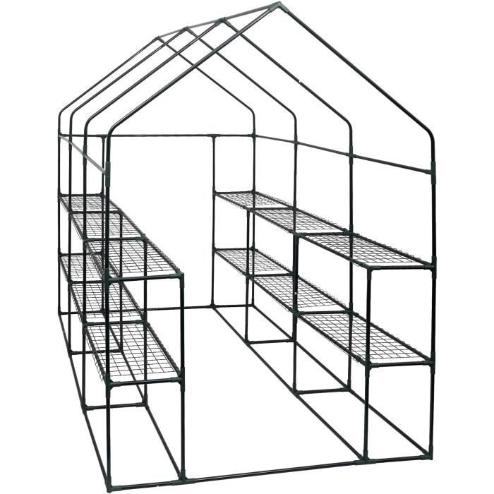 WOLTU Serre de Balcon-Jardin-Terrasse en PE, Serre à tomate avec porte, Serre pour légumes, Cadre en acier, 143x215x195 cm, Vert