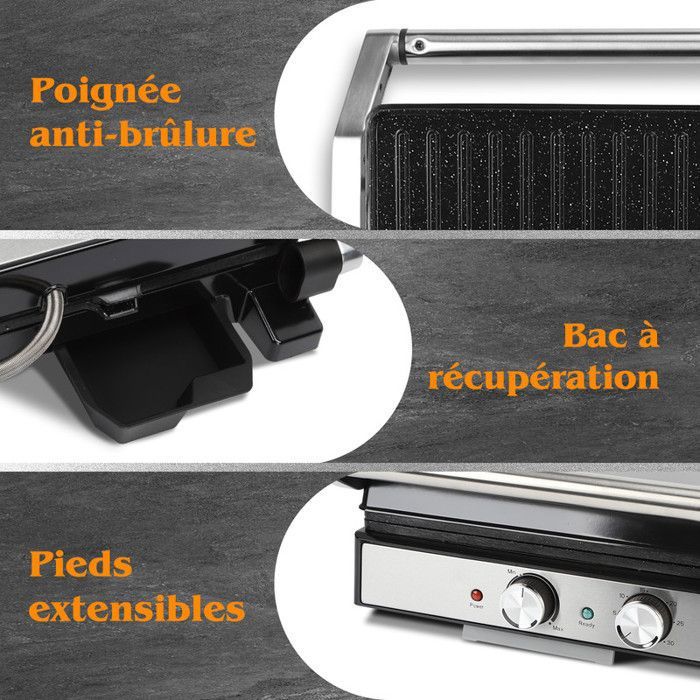 Aigostar Presse à Panini 2000W : Grille-Sandwich avec Plaque Antiadhésive Extra-Large