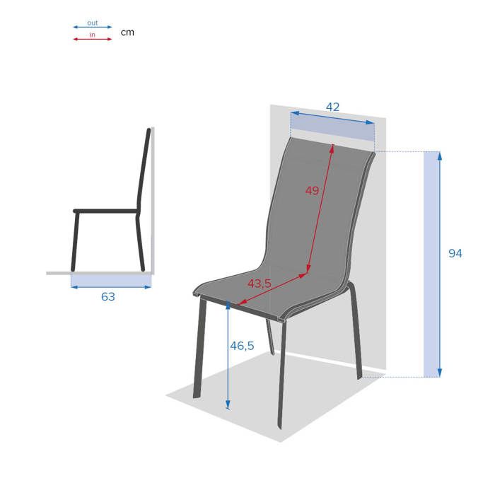 Chaise de jardin empilable "Axant" bleu canard & graphite en aluminium traité époxy - Hespéride