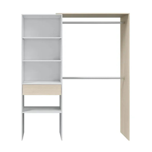 Armoire dressing CAMILA imitation Chêne et blanc Kit dressing