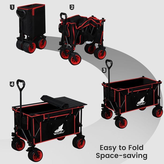 WOLTU Chariot de Jardin avec Plateau Amovible, Roues larges, Charge 120kg, Chariot Plage, Tissu Oxford+Acier, Noir+Blue W0UETT0104