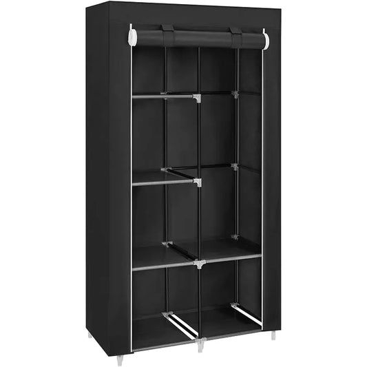 Armoire En Tissu Non tissé Avec 2 Tringles 6 Étagères Design Personnalisable Portant et penderie