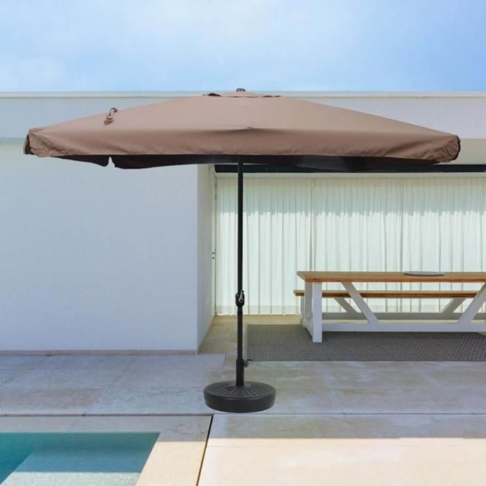 PALERME - Parasol carré 3x3 droit marron en aluminium