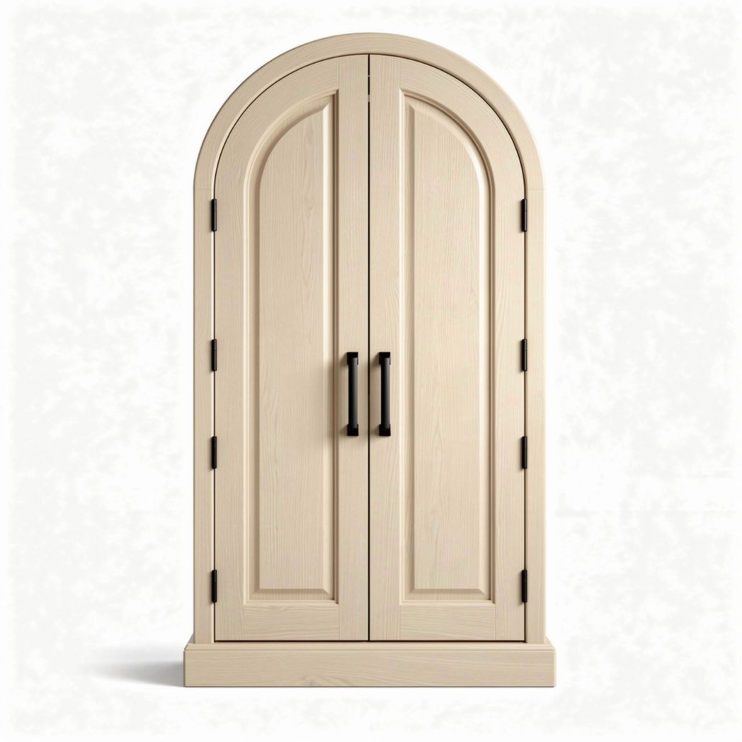 Armoire en bois de chêne beige avec portes cintrées 90 x 50 x 180 cm