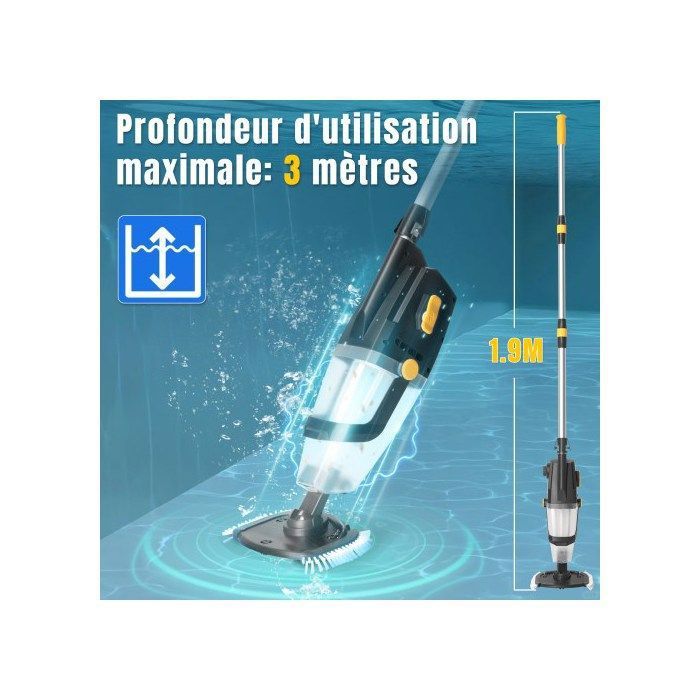 ALIGHTUP - Aspirateur de piscine électrique à main, Électrique Nettoyeur de piscine, Nettoyeur à batterie, 230V, 33W - Bleu