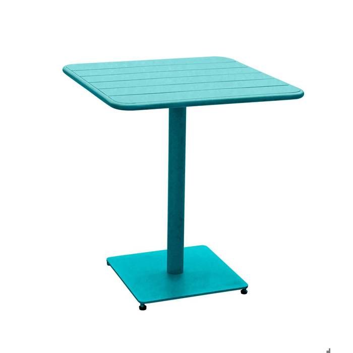 Table de jardin carrée "Phuket" bleu canard 2 places en acier traité époxy - Hespéride