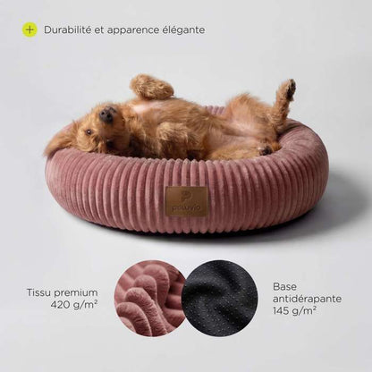 Grand lit pour chien PELUVIO Koya - Moelleux - Avec coussin - 75 x 75 cm - Rose