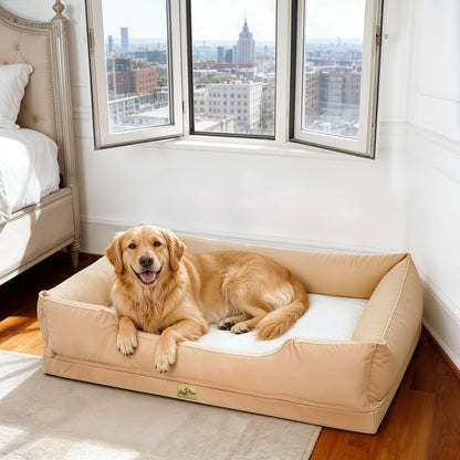 Panier Chien Orthopédique - BingoPaw - Coussin Déhoussable pour Chiens, Mémoire de Forme, Anti-dérapant - Gris 127x94x24cm