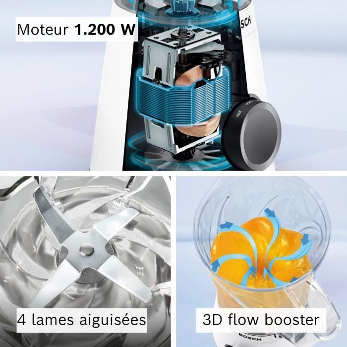 Blender sous vide 2-en-1 - BOSCH - VitaPower Série 8 MMBV625M - 1000 W - Inox / Noir
