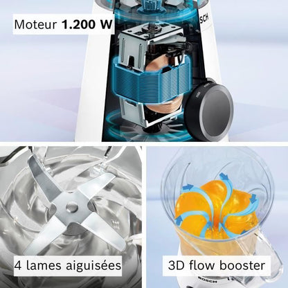 Blender sous vide 2-en-1 - BOSCH - VitaPower Série 8 MMBV625M - 1000 W - Inox / Noir