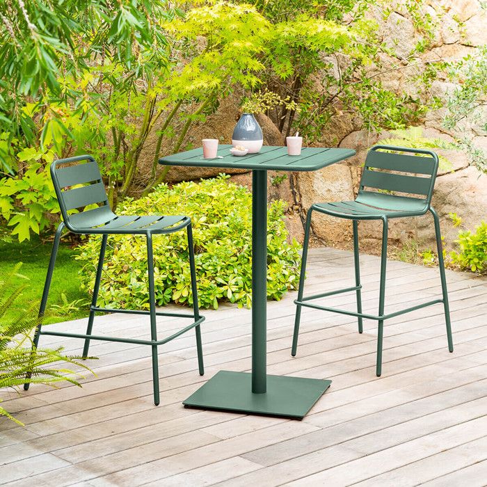 Table haute de jardin "Phuket" ambre 2 places en acier  - Hespéride