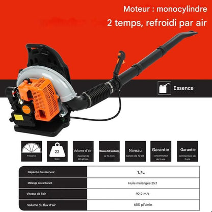 EB430 Souffleur à dos 1250W - longue buse - conception ergonomique - 1250W - 6800r/min - 180 x 45 x 45cm - ORANGE