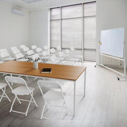 Lot de 8 chaises pliantes en plastique blanc, sièges commerciaux empilables portables intérieurs et extérieurs avec cadre en acier