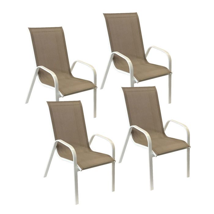 Lot de 4 chaises MARBELLA en textilène gris - aluminium gris anthracite