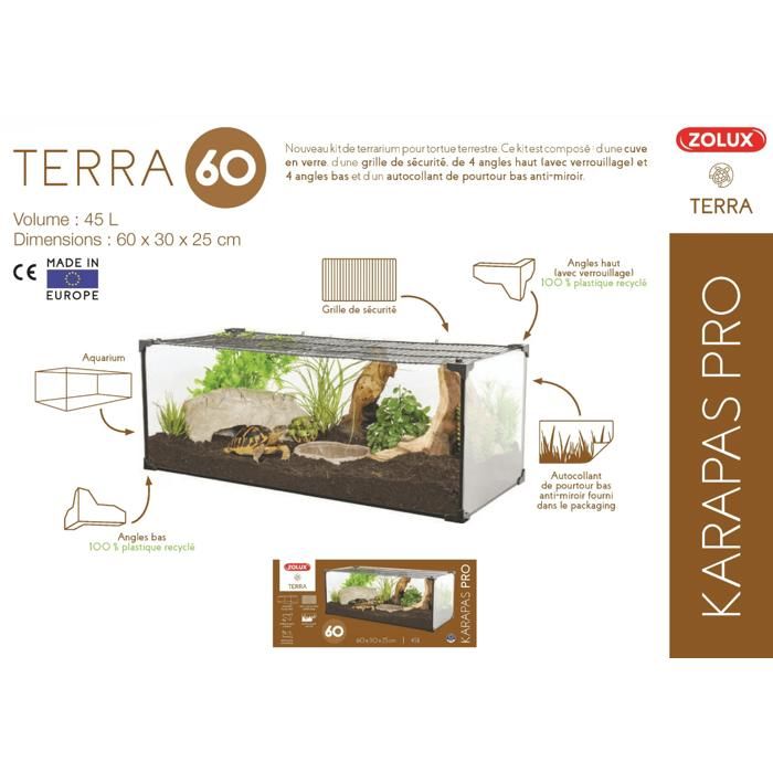 Terrarium tortue Karapas Terra 80 Pro noir - Zolux Noir