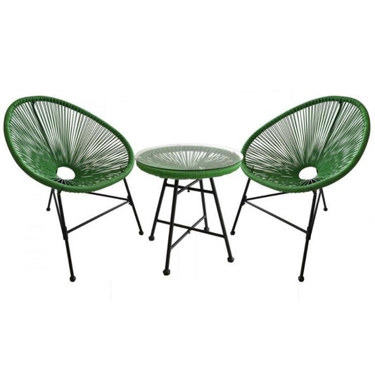 ACAPULCO - Ensemble de 2 fauteuils et table basse vert