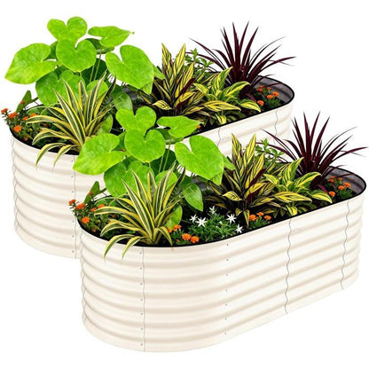 BAC A FLEUR-BAC de Jardin surélevé d'extérieur en métal galvanisé-Jardinière extensionérieure antirouille,beige,300 x 120 x 45cm